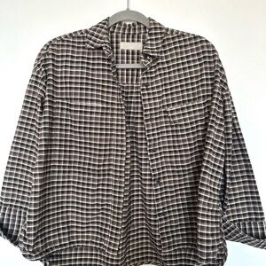 Everlane Brown and Black Checkered Shirt